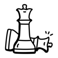 icône moderne dessinée à la main des échecs vecteur