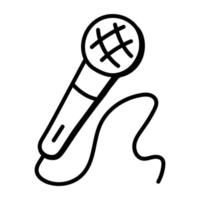 une icône de doodle modifiable de micro chantant vecteur