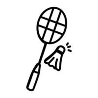 conception d'icônes de doodle premium de badminton vecteur