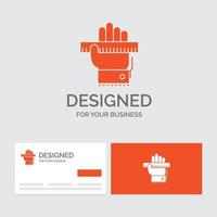 modèle de logo d'entreprise pour l'éducation. main. apprendre. apprentissage. règle. cartes de visite orange avec modèle de logo de marque. vecteur