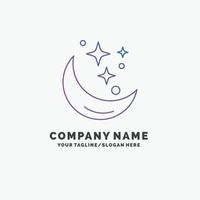 lune. nuit. étoile. Météo. modèle de logo d'entreprise espace violet. place pour le slogan vecteur