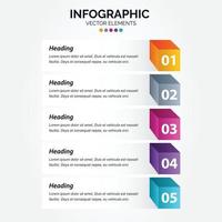 modèle de conception d'étiquettes infographiques verticales vectorielles avec icônes et 5 options ou étapes. peut être utilisé pour le diagramme de processus. présentations. mise en page du flux de travail. bannière. organigramme. graphique d'informations vecteur