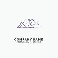 Montagne. paysage. colline. la nature. modèle de logo d'entreprise violet de scène. place pour le slogan vecteur