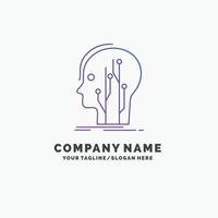 Les données. tête. Humain. connaissances. modèle de logo d'entreprise réseau violet. place pour le slogan vecteur