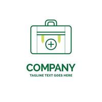 sac. camping. santé. randonnée. modèle de logo d'entreprise plat de bagages. conception de marque verte créative. vecteur