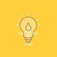 ampoule. idée. électricité. énergie. icône remplie de ligne plate légère. beau bouton logo sur fond jaune pour ui et ux. site web ou application mobile vecteur