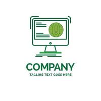 informations. contenu. développement. site Internet. modèle de logo d'entreprise plat web. conception de marque verte créative. vecteur