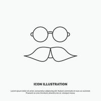 moustache. branché. movember. lunettes. icône des hommes. symbole gris de vecteur de ligne pour ui et ux. site web ou application mobile