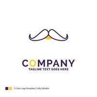 création de logo de nom de société pour moustache. branché. movember. Masculin. Hommes. conception de nom de marque violet et jaune avec place pour le slogan. modèle de logo créatif pour petites et grandes entreprises. vecteur