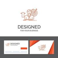 modèle de logo d'entreprise pour réussir. utilisateur. cible. atteindre. croissance. cartes de visite orange avec modèle de logo de marque vecteur