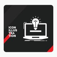 fond de présentation créative rouge et noir pour ordinateur portable. la solution. idée. ampoule. icône de glyphe de solution vecteur