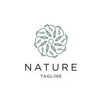 nature fleur ligne logo icône modèle de conception vecteur plat