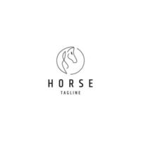 modèle de conception d'icône de logo de ligne de cheval vecteur plat