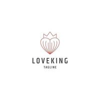amour roi ligne logo icône modèle de conception vecteur plat