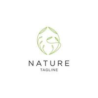 nature fleur ligne logo icône modèle de conception vecteur plat