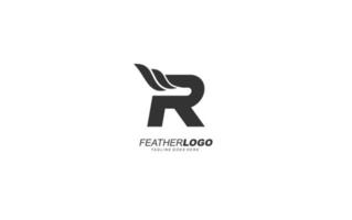 aile du logo r pour l'identité. illustration vectorielle de modèle de plume pour votre marque. vecteur