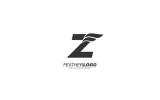 aile logo z pour l'identité. illustration vectorielle de modèle de plume pour votre marque. vecteur