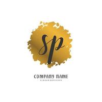 sp écriture initiale et création de logo de signature avec cercle. beau design logo manuscrit pour la mode, l'équipe, le mariage, le logo de luxe. vecteur