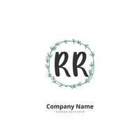 rr écriture initiale et création de logo de signature avec cercle. beau design logo manuscrit pour la mode, l'équipe, le mariage, le logo de luxe. vecteur