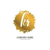 kr écriture initiale et création de logo de signature avec cercle. beau design logo manuscrit pour la mode, l'équipe, le mariage, le logo de luxe. vecteur