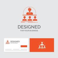 modèle de logo d'entreprise pour les entreprises. entraîneur. cours. instructeur. mentor. cartes de visite orange avec modèle de logo de marque. vecteur