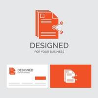 modèle de logo d'entreprise pour le contenu. des dossiers. partage. partager. document. cartes de visite orange avec modèle de logo de marque. vecteur