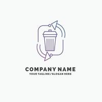 déchets. disposition. des ordures. la gestion. recycler le modèle de logo d'entreprise violet. place pour le slogan vecteur