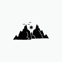 Montagne. paysage. colline. la nature. icône de glyphe de soleil. illustration vectorielle isolée vecteur