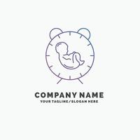 livraison. temps. bébé. naissance. modèle de logo d'entreprise violet enfant. place pour le slogan vecteur