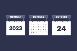 Icône de calendrier du 24 octobre 2023 pour l'horaire, le rendez-vous, le concept de date importante vecteur