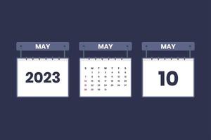 10 mai 2023 icône de calendrier pour l'horaire, le rendez-vous, le concept de date importante vecteur
