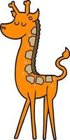 Doodle personnage dessin animé girafe vecteur