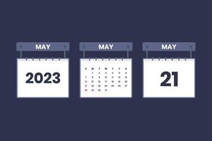 21 mai 2023 icône de calendrier pour l'horaire, le rendez-vous, le concept de date importante vecteur