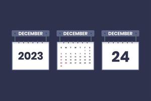 24 décembre 2023 icône de calendrier pour l'horaire, le rendez-vous, le concept de date importante vecteur