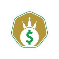 dollar king logo conçoit vecteur de concept. vecteur d'icône d'argent de couronne.