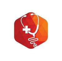 logo de santé vecteur de santé médicale avec symbole d'icône croix et stéthoscope. logo croix santé