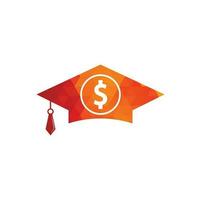 graduation cap dollar pièce icône vecteur. illustration de l'éducation des investissements financiers. vecteur