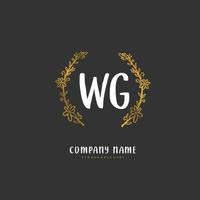 wg écriture manuscrite initiale et création de logo de signature avec cercle. beau design logo manuscrit pour la mode, l'équipe, le mariage, le logo de luxe. vecteur