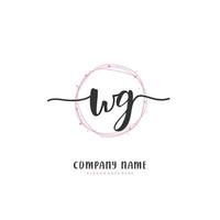 wg écriture manuscrite initiale et création de logo de signature avec cercle. beau design logo manuscrit pour la mode, l'équipe, le mariage, le logo de luxe. vecteur