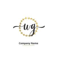 wg écriture manuscrite initiale et création de logo de signature avec cercle. beau design logo manuscrit pour la mode, l'équipe, le mariage, le logo de luxe. vecteur