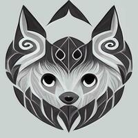 illustration vectorielle graphique de loup noir et blanc à la main dessiner un style tribal vecteur