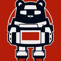 vecteur d'illustration d'ours robotique portant une combinaison spatiale avec une couleur rouge bleue et blanche isolée bon pour le logo e-sport, la mascotte, l'icône