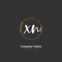 xn écriture manuscrite initiale et création de logo de signature avec cercle. beau design logo manuscrit pour la mode, l'équipe, le mariage, le logo de luxe. vecteur
