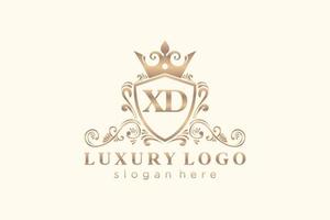 modèle initial de logo de luxe royal de lettre xd dans l'art vectoriel pour le restaurant, la royauté, la boutique, le café, l'hôtel, l'héraldique, les bijoux, la mode et d'autres illustrations vectorielles.