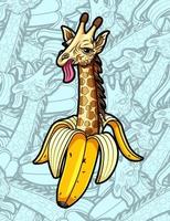 illustration de girafe banane mignonne vecteur