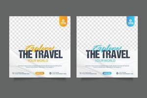 modèle de publication sur les médias sociaux pour le marketing et la promotion de la vente du tourisme de vacances de voyage. publicité de tournée vecteur