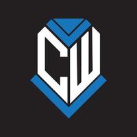 création de logo de lettre cw sur fond noir. concept de logo de lettre initiales créatives cw. conception de lettre cw. vecteur