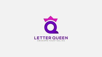 vecteur de conception de logo reine lettre q moderne