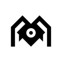 création de logo de lettre m avec l'icône de l'oeil vecteur