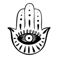 main hamsa dessinée à la main. vecteur symbole yoga.